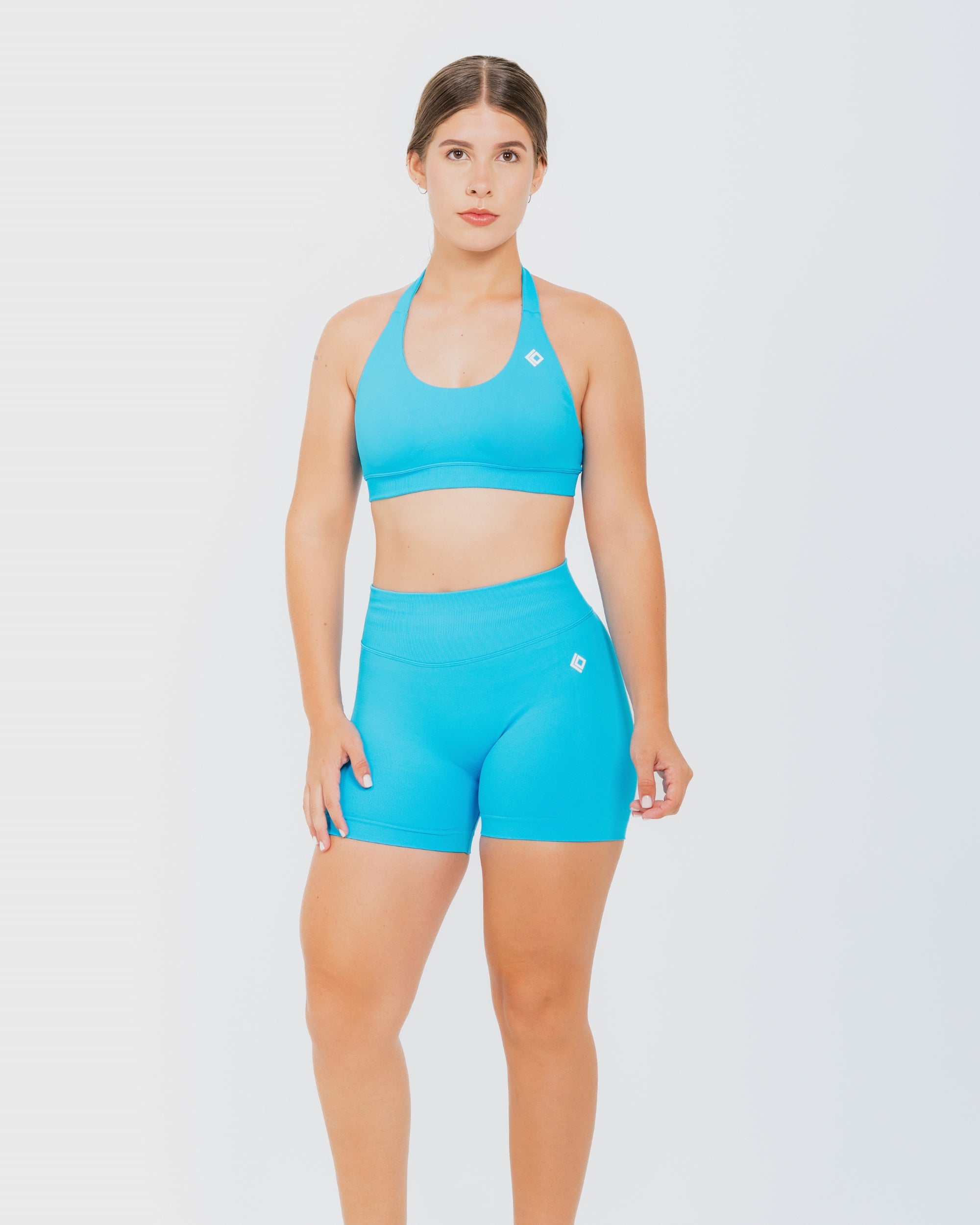BRA SPORTIVO HALTER PUSH UP BASIC – AZZURRO CIANO