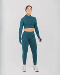CROP TOP SPORTIVO HALF-ZIP PUSH UP BASIC – VERDE SCURO
