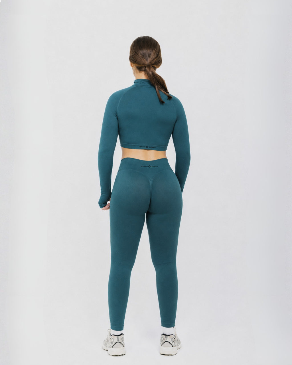 CROP TOP SPORTIVO HALF-ZIP PUSH UP BASIC – VERDE SCURO