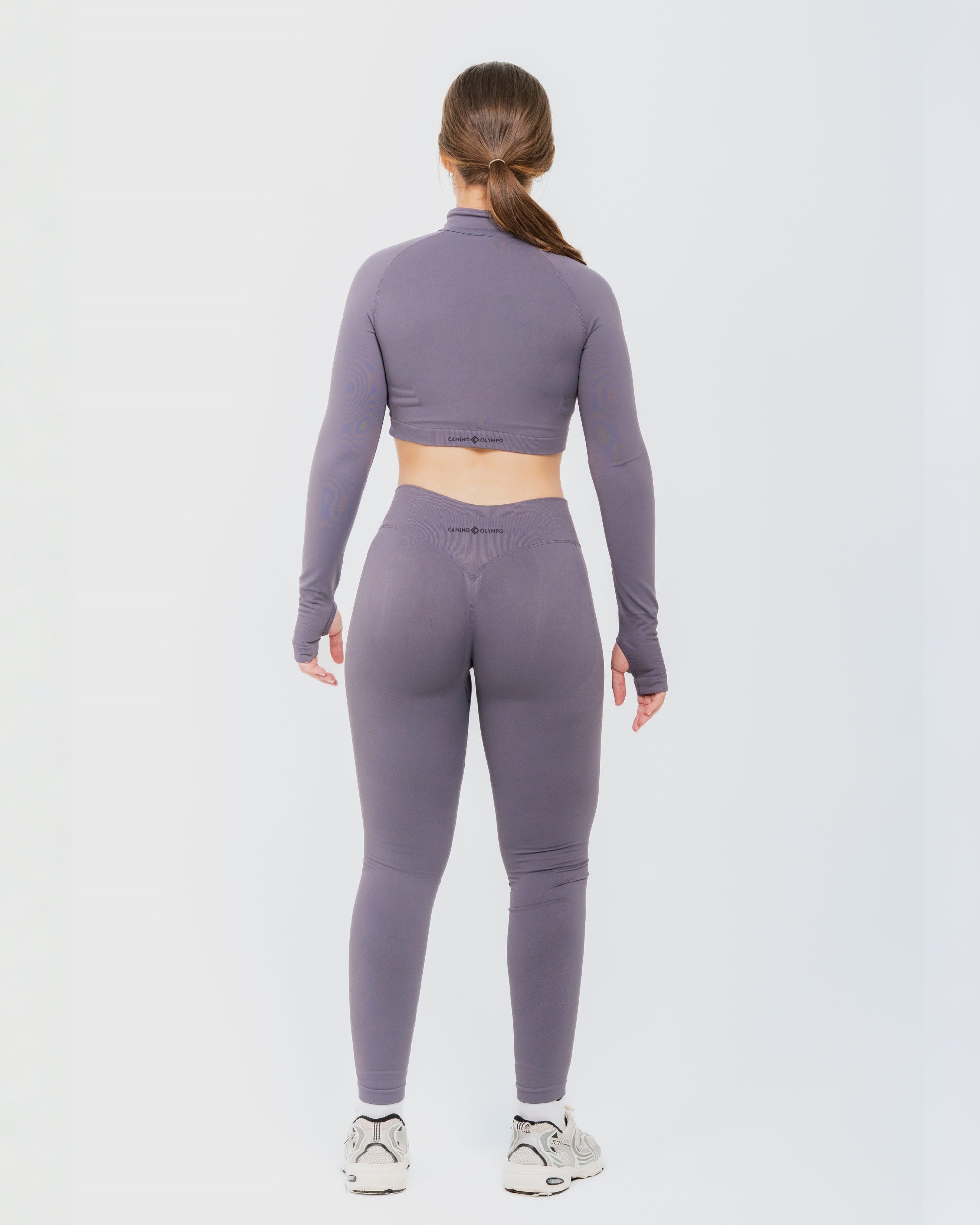 CROP TOP SPORTIVO HALF-ZIP PUSH UP BASIC – GRIGIO MALVA